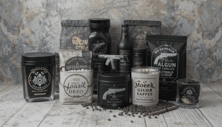 Black Gun Coffee merchandise including mugs, T-shirts, and tumblers.black gun coffee commercial