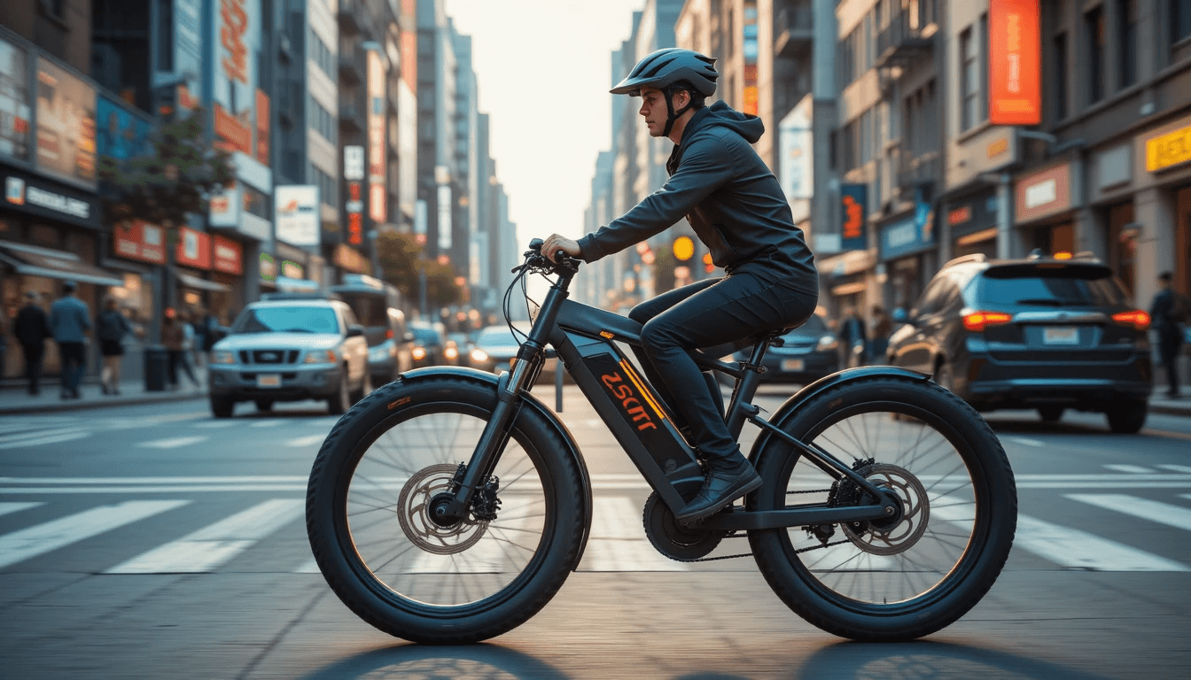 750-watt electric bike climbing a steep hill with a mountainous backdrop.